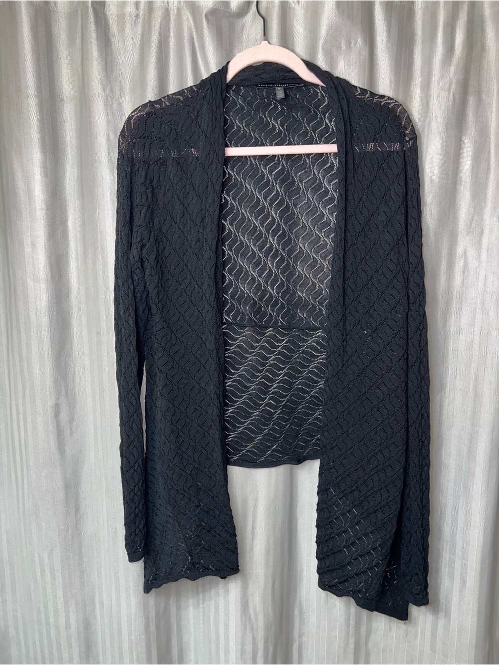 White House Black Market Black Lace fly away Knit Cardigan size M